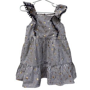 Cat & Jack Blue Stripe Gold Star Sleeveless Dress 2T